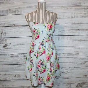 Lucid Mint Floral Strapless Cotton padded Dress
